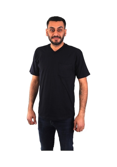 Eser - V Yaka Kısa Kol İş Tişörtü - Cepli - Regular Fit Lacivert