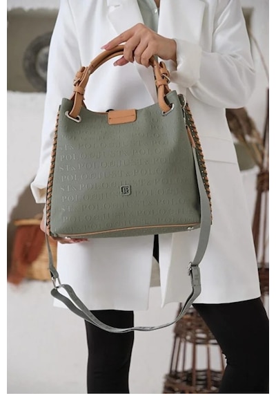 Just Polo Kadın Su Geçirmez Büyük Boy Lüks El Ve Omuz Çantası Shopper Ebat: 26 X 30 Cm Haki 93712631