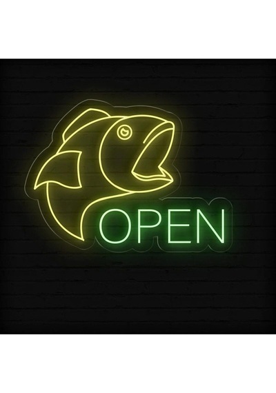 Open Yazılı Ve Şekilli Neon Tabela Sarı
