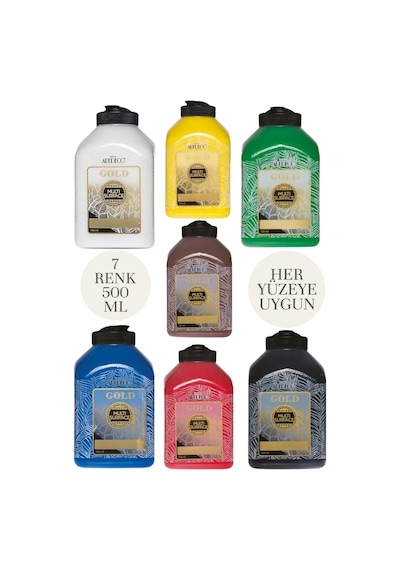 500 Ml Multi Surface Akrilik Boya Seti 7 Ana Renk Her Yüzey İçin Uygun 0000 Naturel