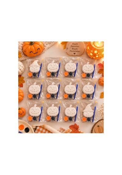 Sevimli Kabaklar Taş Boyama Seti 12 Li Çocuk & Yetişkin Hobi Kiti Halloween