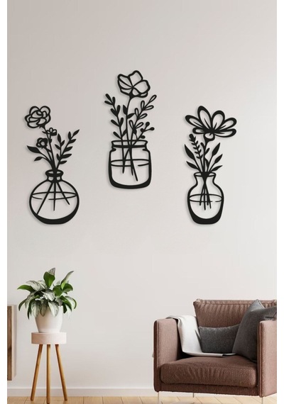 Decovista Ev Ofis Mutfak Ve Banyo Için Ahşap Dekoratif Duvar Vazo Çiçekler Vase 35x15cm