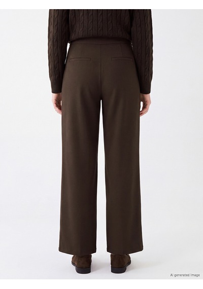 Lcw Modest Kahverengi Loose Fit Kadın Pileli Kumaş Pantolon