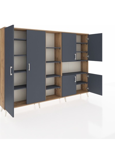 Arges Dolap 13 Raflı 6 Kapaklı 220x30x163 Çam-antrasit Antrasit - Atlas Çam Arges Dolap 13 Raflı 6 Kapaklı 220x30x163 Çam-antrasit Antrasit - Atlas Çam