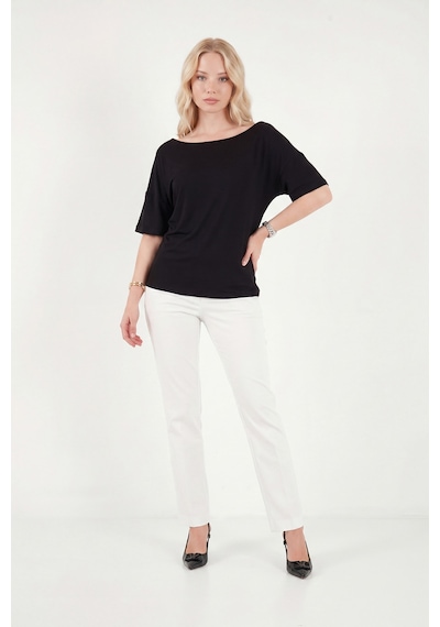 Lela Standart Fit Drape Detaylı Yarasa Kol T Shirt Bayan T Shirt 5866962 Siyah