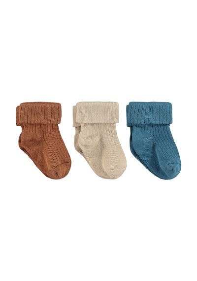 Civil Baby Premium Basic Kıvrık 3'lü 6- Bebek Erkek Çorap Set Standart