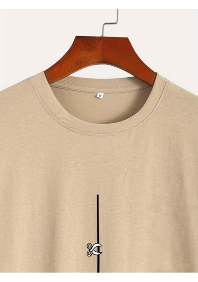 Unisex Mini Astranot Tasarım Basklı Tshirt Bej