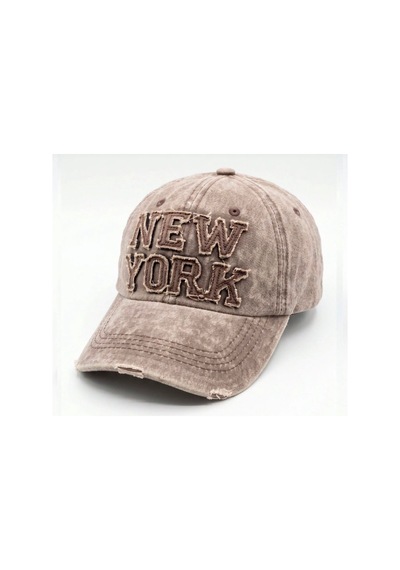 Gigi Luxe Ny New York Kep Şapka Yıkamalı Kabartmalı Kadın Erkek Kahverengi Kahverengi