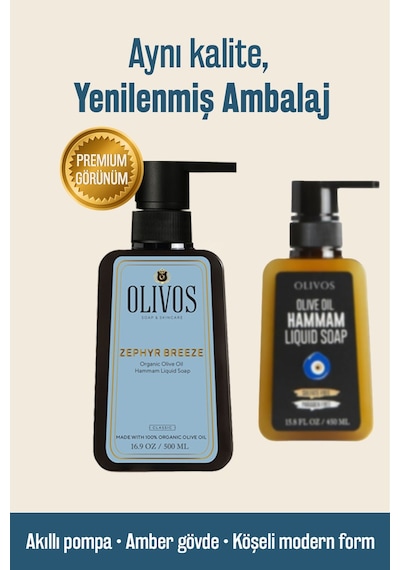 Hamam Kokulu Zeytinyağlı Duş Jeli & El Sabunu Seti Doğal, Kalıcı Ferahlık 750 Ml + 500 Ml
