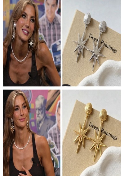 Kadın Küpe Vip Tasarım Sallantılı Stary Küpe Altın