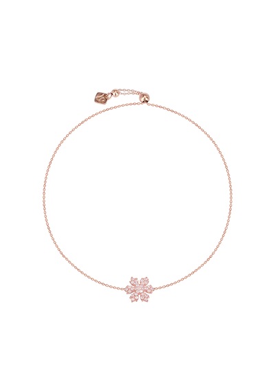 Emılıano Jewellery Silver 925 Ayar Zirkon Taşlı Çiçek Desenli Blıklık Gümüş - Rose Gold