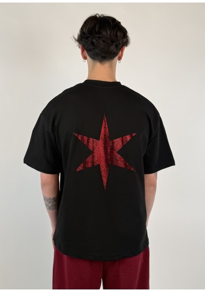Zaee 2m Motive Taşlı Oversize T-shirt Kırmızı