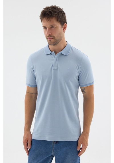 Mavi Polo Yaka Pike Kısa Kol Slim Fit %100 Pamuk Tişört 1011260171 Açik Mavi