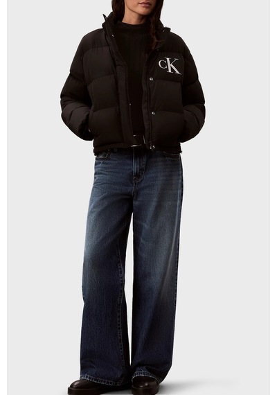 Calvin Klein Logolu Kuş Tüyü Dolgulu Dik Yaka Şişme Mont Lv047h507gub1 Kadın Mont Lv047h507g Ub1 Siyah