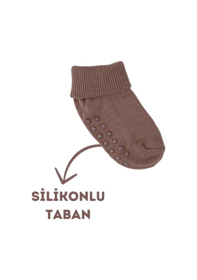 Cnt Erkek / Kız Bebek Kaydırmaz Taban Pamuklu Yumuşak Çorap 12 Li Paket Antrasit Antrasit