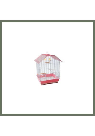 Bezos Çift Kapılı Kuş Kafesi Pembe 34,5x28x46 Cm Bezos1