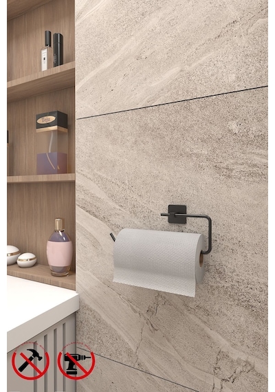Alper Banyo Jasmin Kare Yapışkanlı Siyah Solo Havluluk Siyah