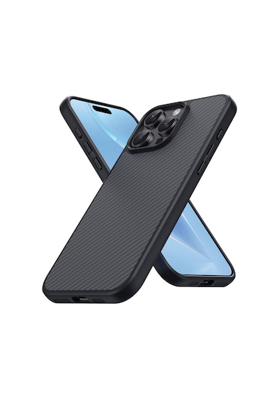 Apple Uyumlu iPhone 16 Pro Max Kılıf M-safe Şarj Özellikli Karbon Fiber Tasarımlı Zore Elnino Kapak Siyah