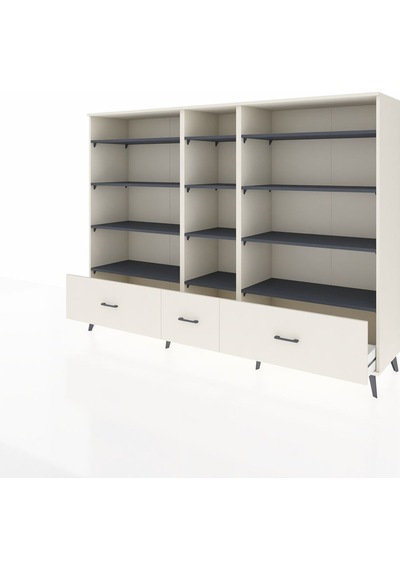 Hyperion Dolap 12 Raflı 3 Çekmeceli 220x44x163 Aytaşı-antrasit/a Aytaşı-antrasit/aytaşı