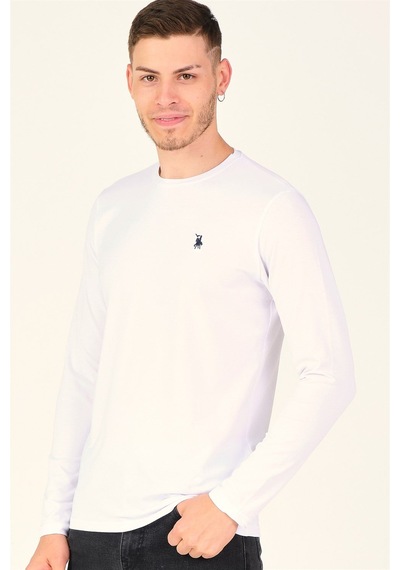 T8588 Dewberry Bisiklet Yaka Uzun Kol T-shırt-kar Beyaz Kar Beyaz