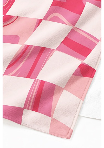 Pembe Damalı Mermer Desenli Plaj Havlusu - Modern Soyut Resort Stil Hızlı Kuruyan Mikrofiber Havlu Puslu İncir