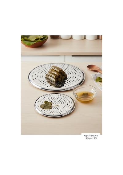 Lüks Paslanmaz Çelik Sarma Ve Dolma Süzgeci Altlığı 2'li Çelik