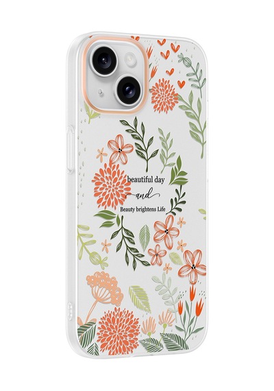iPhone 15 Kılıf Kamera Korumalı Desenli Zore Klip Kapak - Beautiful -