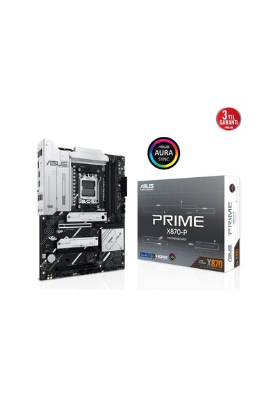 Asus Mb Prıme X870-p Amd X870 Am5 Ddr5 8000 Hdmı 2xusb4 4x M2 Usb3.2 Aura Rgb 2.5gbit Lan Atx Anakart 90mb1ıt0-m0eay0