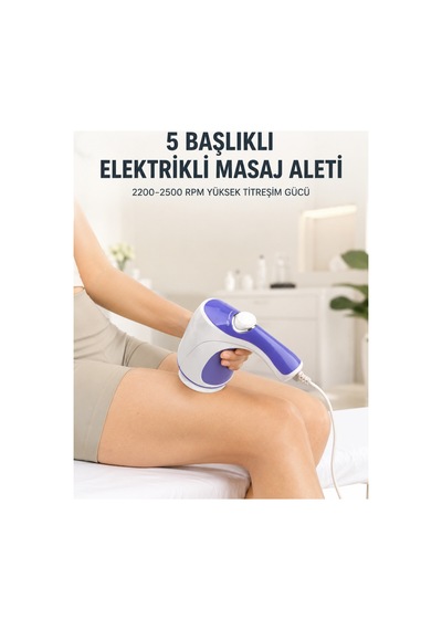 5 Başlıklı Elektrikli Masaj Aleti 2200-2500 Rpm Yüksek Titreşimli Vücut Bakım Ve Rahatlama Cihazı Diğer