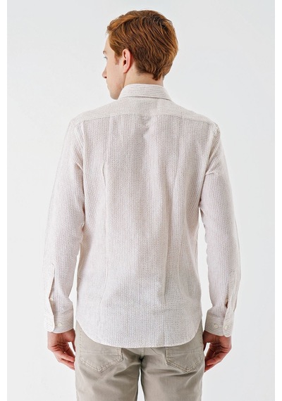 İmza Bej Uzun Kollu Çizgili Biritli Yaka Pamuklu Likralı Casual Slim Fit Dar Kesim Gömlek 1004240233-bej Bej İmza Bej Uzun Kollu Çizgili Biritli Yaka Pamuklu Likralı Casual Slim Fit Dar Kesim Gömlek 1004240233-bej Bej