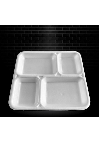 Dağyüce Tek Kullanımlık Köpük 4 Bölmeli Tabldot Köpük Tabak - 26.5x30 Cm. - 10 Adetlik 5 Paket