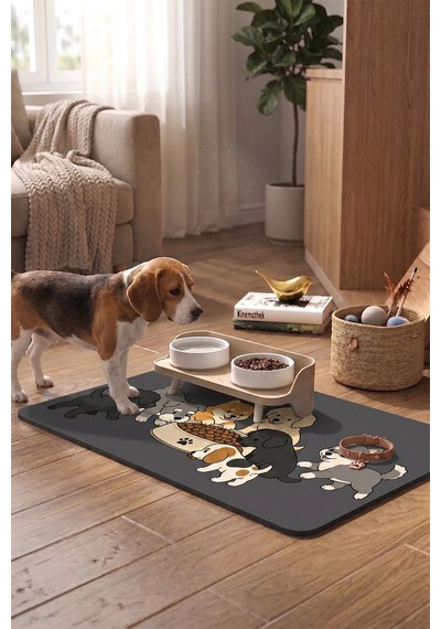 Matgo Pati Kedi Köpek Beslenme Matı 50x70cm Köpek Sofrası Su Geçirmez Kaymaz Mama Kabı Altlık Paspas