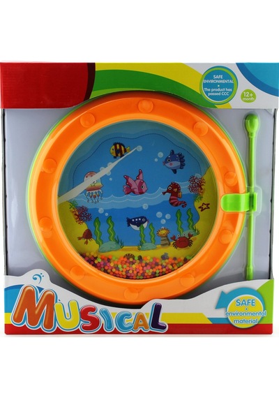Boncuklu Turuncu Mini Davul Ws204