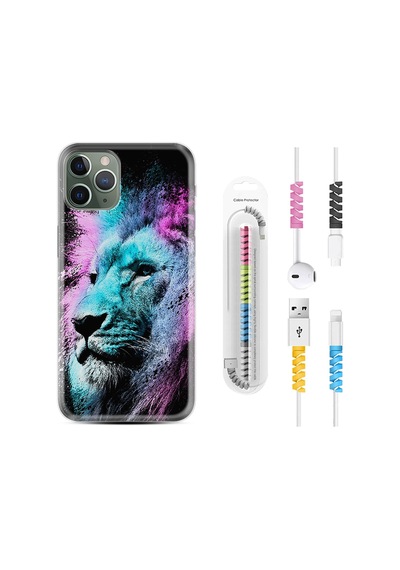 Apple Uyumlu iPhone 12 Pro Kılıf Kablo Koruyuculu Pink Blue Leon 1603
