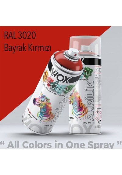 Wox Akrilik Sprey Boya, Ral 3020 Bayrak Kırmızı 400 Ml. Bayrak Kırmızı Ral 3020