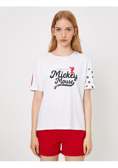Koton Mickey Lisanslı Baskılı Tişört Beyaz 9yal18850ık