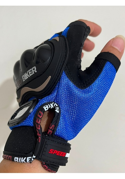 Speed Biker Kısa Parmak Yazlık Motosiklet Eldiveni Mavi Ce En 13594 Sertifikalı XL