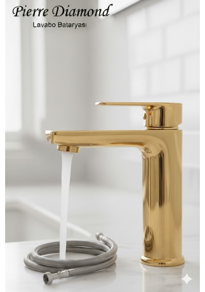 5512-1 Lavabo Bataryası Sabit Banyo Lavabosu Musluğu Musluk Armatür Beyaz Siyah Gold Krom Renkler Gold