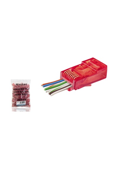 100 Adet Cat6 Ez Rj45 Konnektör Kirmizi / Ekonomik Poşet Paket
