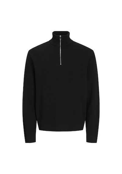 Jack & Jones Erkek Yarim Fermuarli Örme Kazak - Milano - 12259664 Black