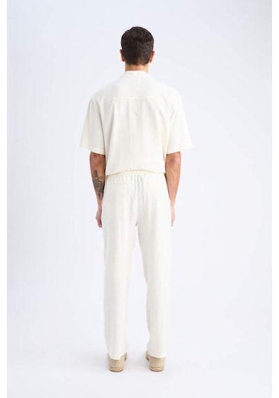 Defacto Yazlık Viskon Jogger Pantolon Regular Fit Normal Kesim Keten Karışımlı Düz Paça Cepli B4867ax25smbg686 Bej