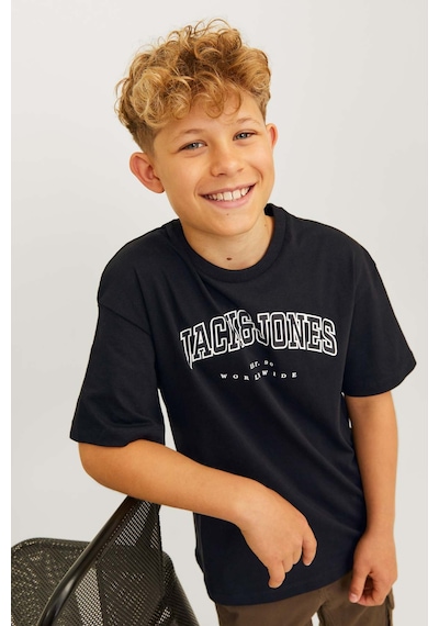 Jack & Jones Jjecaleb Varsıty Tee Ss O Siyah Erkek Çocuk Kısa Kol T-shirt SIYAH