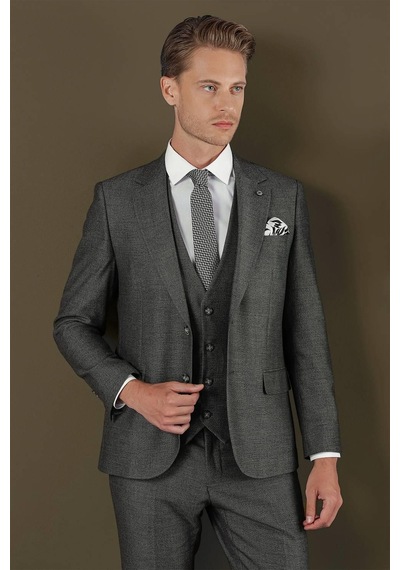 Efor Tk 876 Slim Fit Füme Klasik Takım Elbise Füme