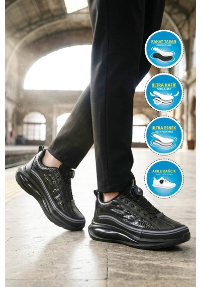 Siyah Memory Foam Misina Bağcıklı Erkek Sneaker 2250 M