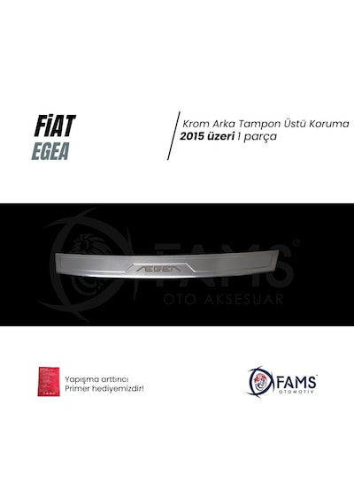 Fiat Egea Krom Arka Tampon Üstü Koruma 2015 Üzeri Yazılı Sedan P,çelik Taşlı