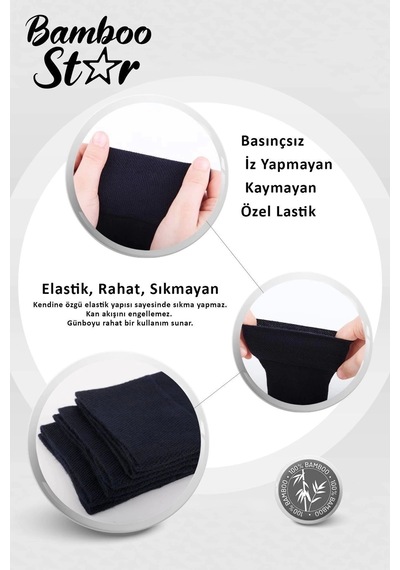 Bamboo Star Bambu Erkek Soket Uzun Düz Lacivert Dikişsiz 6'lı Premium Kutulu Çorap