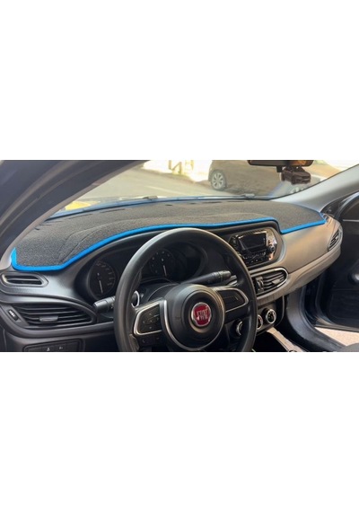 2015-2020 Modellerine Uygun Fiat Egea Ekransız Torpido Koruma Halısı Siyah Kenar Renk Mavi