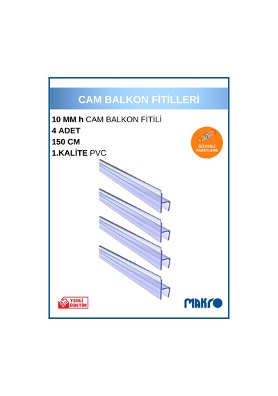10 Mm Küçük H Y Cam Balkon Şeffaf Fitil 150 Cm 4 Adet 1.5 M