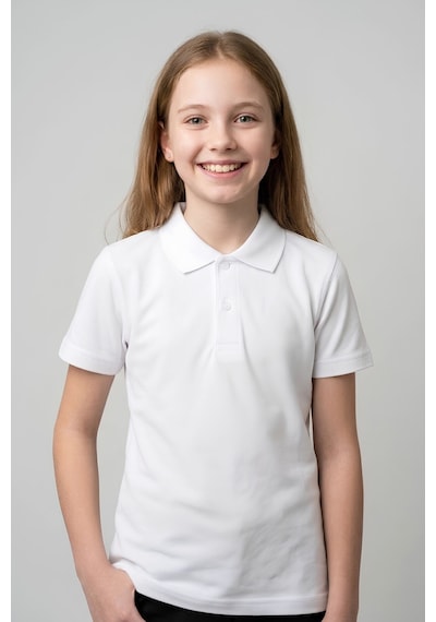 Modanino Kız Çocuk T-shirt %100 Pamuk Ve Okul Tarz 6-16 Yaş 12784mrt Beyaz