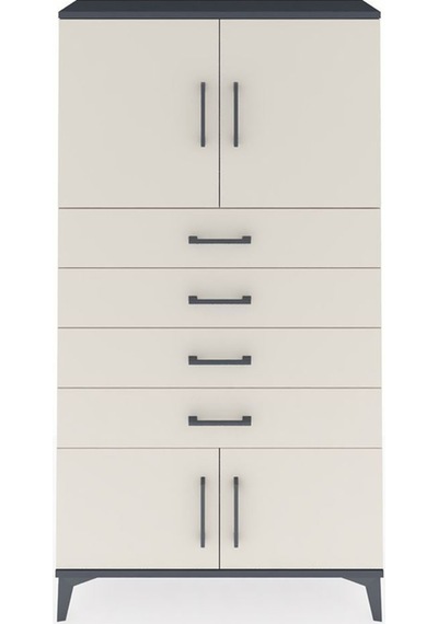 Arges Dolap 2 Raflı 4 Çekmeceli 4 Kapaklı 88x30x163 Antrasit-aytaşı Antrasit